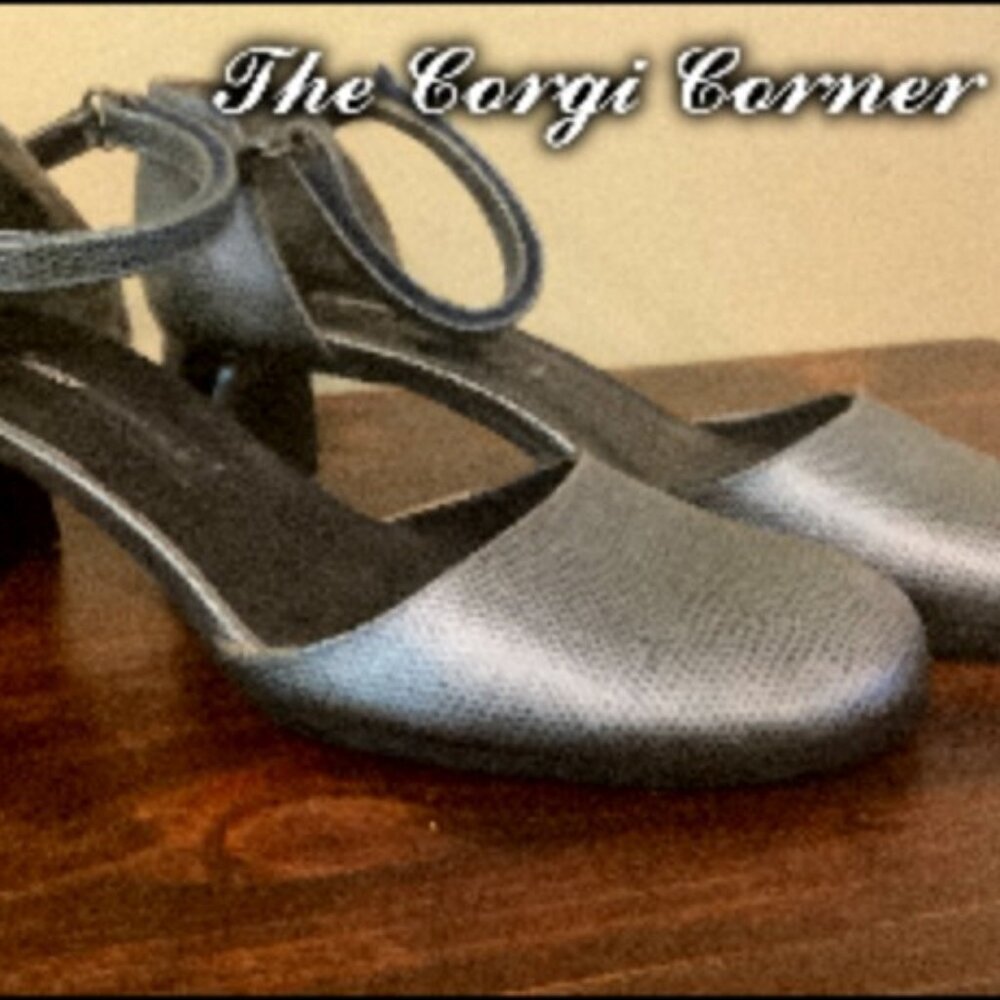 DKNY Silver Snake Print Block Heel Ankle Strap Mary Jane Heels